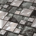 Square Crystal Glass Metal  Mosaic Tile with Low Price for Kitchen Backsplash